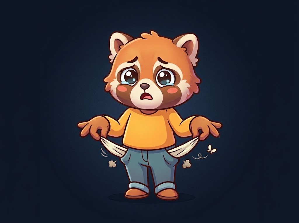 Cartoon character with empty pockets